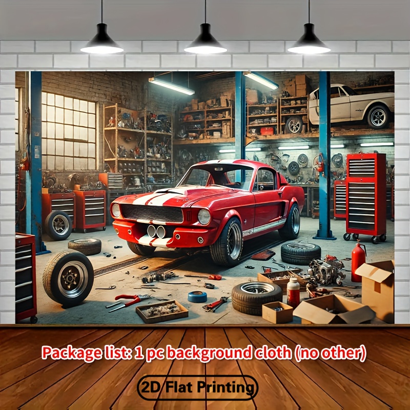 Auto Repair Shop Background - Классический гаражный фон для мастерской, винтажная