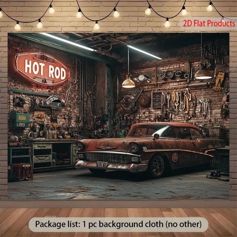 Auto Repair Shop Background - 1 винтажный фон для гаража-автомобиля-Vintage19501990s, тема