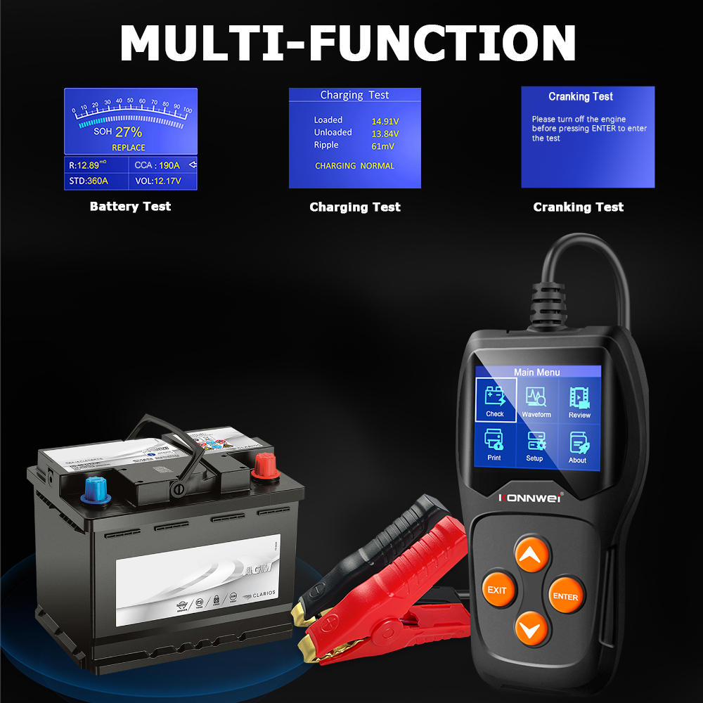 KONNWEI KW600 Профессиональный – обзор и цена Battery Load Tester